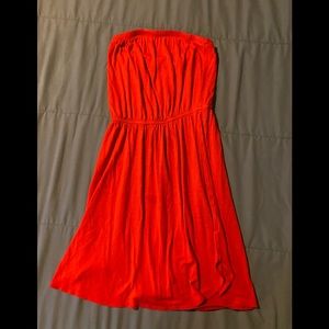 Red strapless Old Navy dress